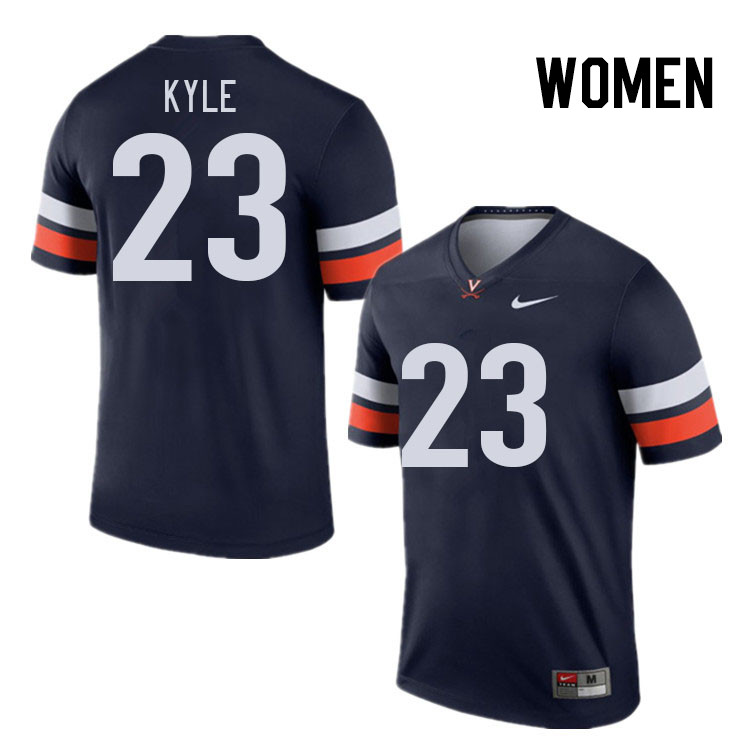 Women #23 Tayvonn Kyle Virginia Cavaliers College Football Jerseys Stitched Sale-Navy - Click Image to Close